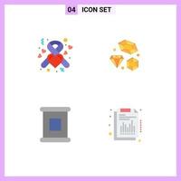 Set of 4 Modern UI Icons Symbols Signs for donation food ribbon heart annual Editable Vector Design Elements