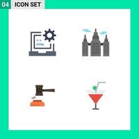 Pictogram Set of 4 Simple Flat Icons of code auction development canada gavel Editable Vector Design Elements