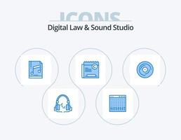 Digital Law And Sound Studio Blue Icon Pack 5 Icon Design. file. restriction. mixer. copyright. mp sample vector