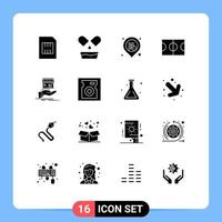 16 Universal Solid Glyphs Set for Web and Mobile Applications online donate business shop field Editable Vector Design Elements
