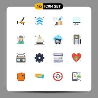 Set of 16 Modern UI Icons Symbols Signs for monitor twitter arrows facebook social Editable Pack of Creative Vector Design Elements