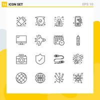 Set of 16 Vector Outlines on Grid for computer purchase verify order deal Editable Vector Design Elements