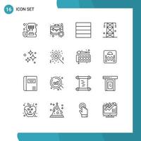 User Interface Pack of 16 Basic Outlines of clean power insurance line electricity Editable Vector Design Elements