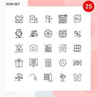 Modern Set of 25 Lines and symbols such as chat studio pollution midi control Editable Vector Design Elements