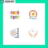 Group of 4 Modern Flat Icons Set for celebration biochemical gauge speed form Editable Vector Design Elements