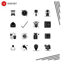 Set of 16 Modern UI Icons Symbols Signs for mail medical fast food machine bot Editable Vector Design Elements