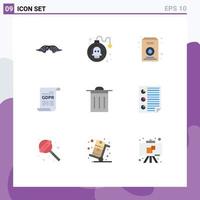 Pictogram Set of 9 Simple Flat Colors of trash general data protection play gdpr consent Editable Vector Design Elements