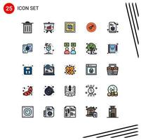 Modern Set of 25 Filled line Flat Colors and symbols such as printing structure cpu finance business Editable Vector Design Elements