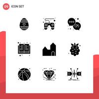 Stock Vector Icon Pack of 9 Line Signs and Symbols for industry factory chimney question factory knowledge Editable Vector Design Elements