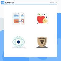 Pictogram Set of 4 Simple Flat Icons of account atom file food molecule Editable Vector Design Elements