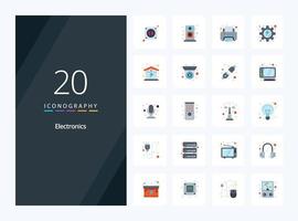 20 Electronics Flat Color icon for presentation vector