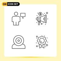 Stock Vector Icon Pack of 4 Line Signs and Symbols for avatar computers human marketing gadget Editable Vector Design Elements