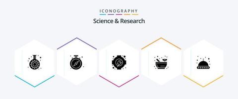 paquete de iconos de 25 glifos de ciencia que incluye . espacio. energía. astronomía. ciencia vector