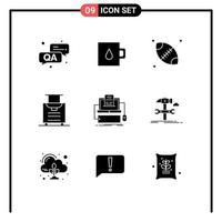 Solid Glyph Pack of 9 Universal Symbols of build monoblock thanksgiving computer code Editable Vector Design Elements