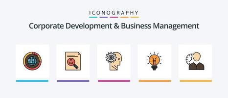 Corporate Development And Business Management Line Filled 5 Icon Pack Including manager. data. exit. chart. personal. Creative Icons Design vector