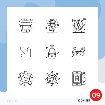 Modern Set of 9 Outlines Pictograph of secure iot city internet of things down Editable Vector Design Elements