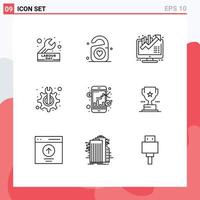 Pictogram Set of 9 Simple Outlines of exchange technical wedding support growth Editable Vector Design Elements