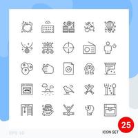 Universal Icon Symbols Group of 25 Modern Lines of hot air career farming cherry Editable Vector Design Elements