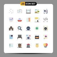 Mobile Interface Flat Color Set of 25 Pictograms of modeling park chemistry city test Editable Vector Design Elements