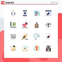 Group of 16 Modern Flat Colors Set for add education chart edit browser Editable Pack of Creative Vector Design Elements