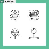 Universal Icon Symbols Group of 4 Modern Filledline Flat Colors of grow programming black friday coding coordinate Editable Vector Design Elements