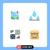 Set of 4 Vector Flat Icons on Grid for map casino track weather six Editable Vector Design Elements