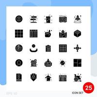 Set of 25 Commercial Solid Glyphs pack for business tv drink television summer Editable Vector Design Elements