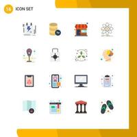 User Interface Pack of 16 Basic Flat Colors of research data web analysis shop Editable Pack of Creative Vector Design Elements