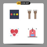 Group of 4 Modern Flat Icons Set for list power castle building medieval love Editable Vector Design Elements