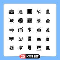 Mobile Interface Solid Glyph Set of 25 Pictograms of new business time wifi communication Editable Vector Design Elements