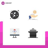 Mobile Interface Flat Icon Set of 4 Pictograms of adult computer sperm debt startup Editable Vector Design Elements