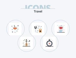 Travel Flat Icon Pack 5 Icon Design. ticket. flight. cocktail. success. key vector