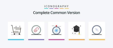 Complete Common Version Flat 5 Icon Pack Including hat. degree. file. college. navigation. Creative Icons Design vector