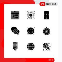 9 Universal Solid Glyphs Set for Web and Mobile Applications full moon mail time business tv Editable Vector Design Elements