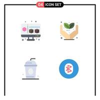 4 Flat Icon concept for Websites Mobile and Apps cube paris growth plant communication Editable Vector Design Elements