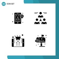 Group of 4 Solid Glyphs Signs and Symbols for gps mobile navigation group shop Editable Vector Design Elements