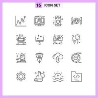 Outline Pack of 16 Universal Symbols of wellness relaxation security massage leaf Editable Vector Design Elements