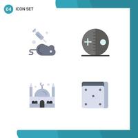 paquete de 4 iconos planos creativos de experimento ciencia islámica halloween elementos de diseño vectorial editables musulmanes vector