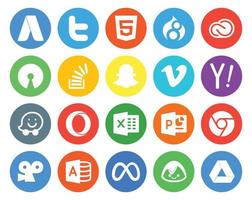 20 Social Media Icon Pack Including search video open source vimeo overflow vector