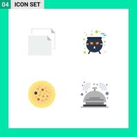 Set of 4 Vector Flat Icons on Grid for copy pizza board scary bell Editable Vector Design Elements