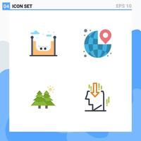 Set of 4 Modern UI Icons Symbols Signs for city forest around the trees Editable Vector Design Elements