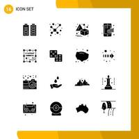 16 iconos creativos, signos y símbolos modernos de contenido duplicado, finanzas estadísticas horizontales, elementos de diseño vectorial editables vector