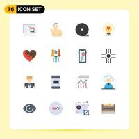 Set of 16 Modern UI Icons Symbols Signs for heart heart touch love technology Editable Pack of Creative Vector Design Elements