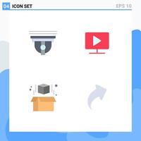 Pack of 4 Modern Flat Icons Signs and Symbols for Web Print Media such as camera model cam video arrow Editable Vector Design Elements