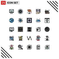 Set of 25 Modern UI Icons Symbols Signs for countryside control directions share data Editable Vector Design Elements