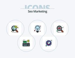 línea de marketing seo paquete de iconos llenos 5 diseño de iconos. marketing. compras. buscar. recibo. factura vector