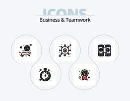 línea de negocios y trabajo en equipo lleno de icono paquete 5 diseño de icono. grafico. cuadro. móvil. calendario. concepto vector