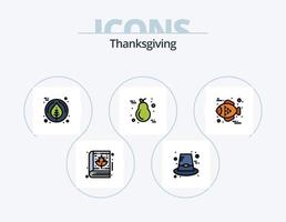 paquete de iconos lleno de línea de acción de gracias 5 diseño de iconos. acción de gracias. cereza. naranja. alimento. papilla vector