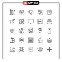 Universal Icon Symbols Group of 25 Modern Lines of book search leukemia chart weather Editable Vector Design Elements