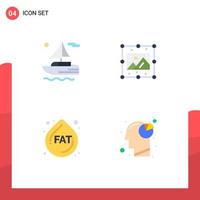 Group of 4 Flat Icons Signs and Symbols for boat diet creative image graph Editable Vector Design Elements